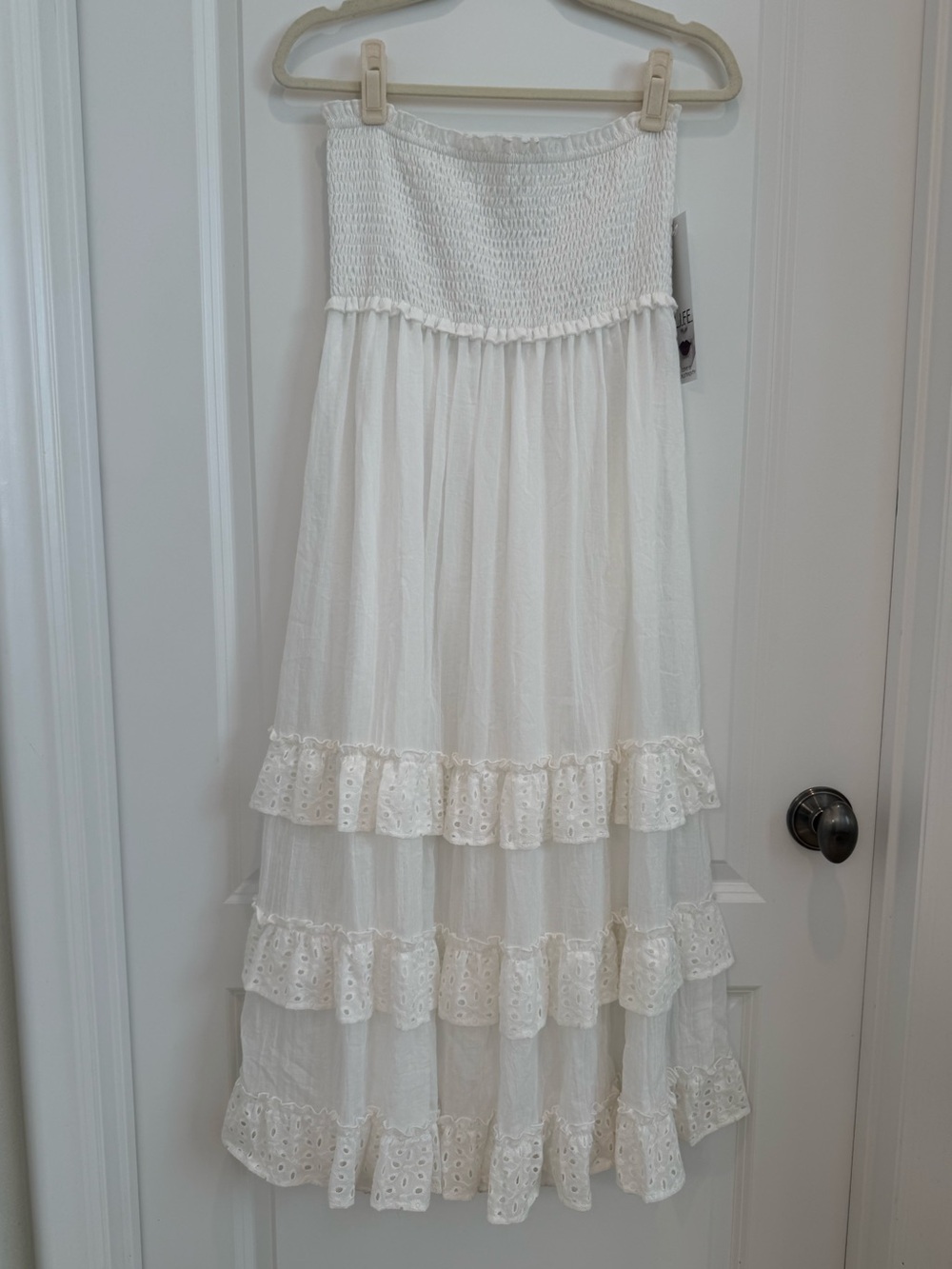 White Tiered Eyelet Maxi Dress/Skirt NWT
